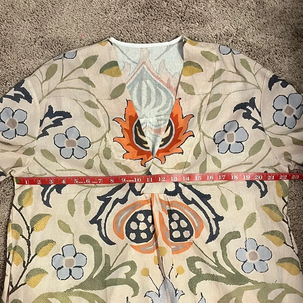 Chrisflo Floral Midi Dress in Cream and Orange NWOT Size XL - Picture 2 of 7